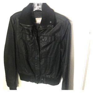Faux Black leather bomber jacket
